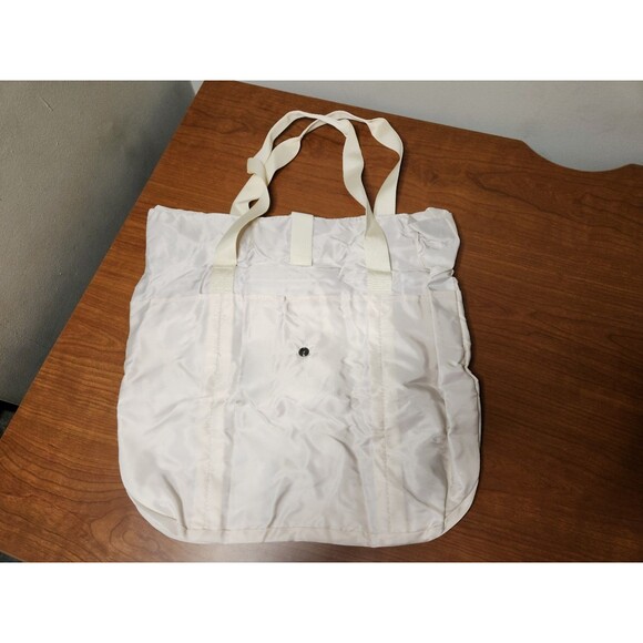 HXLGMD Beige Foldable Nylon Tote Bag For Women With Zippered Pockets 16 X 16 - Picture 2 of 11